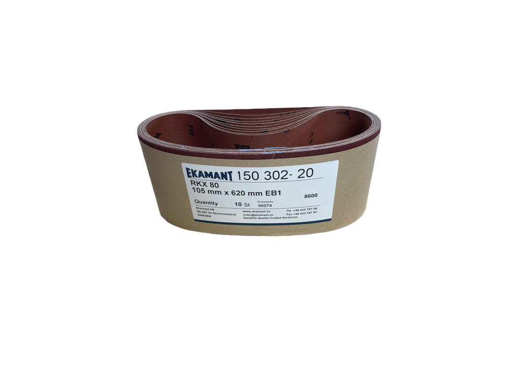 105mm x 620mm RKX lærredsslibebånd fra EKAMANT