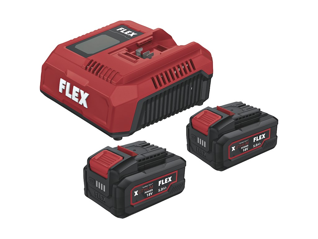 FLEX  Batteri sæt m/lader
P-Set 55 R + 2 stk. AH 5,0 18,0 V